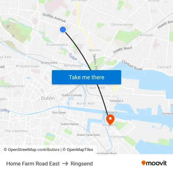 Home Farm Road East to Ringsend map