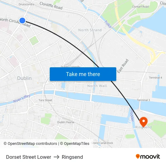 Dorset Street Lower to Ringsend map