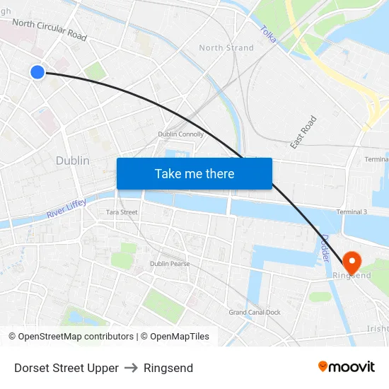 Dorset Street Upper to Ringsend map
