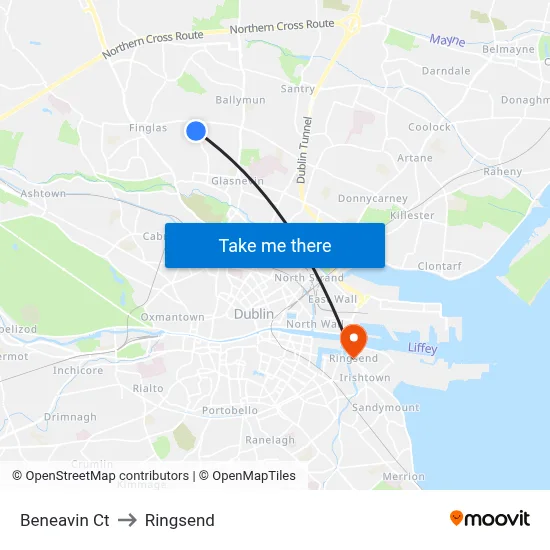 Beneavin Ct to Ringsend map
