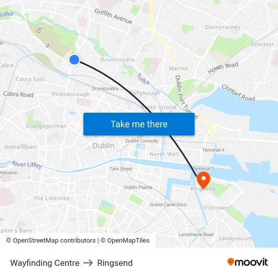 Wayfinding Centre to Ringsend map