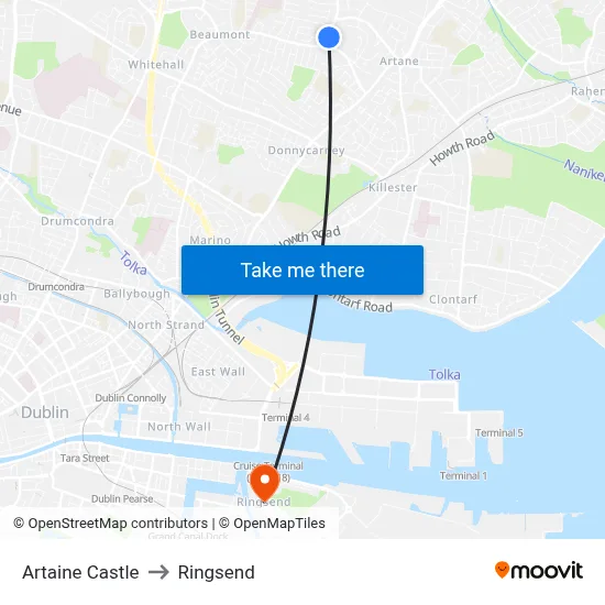 Artaine Castle to Ringsend map