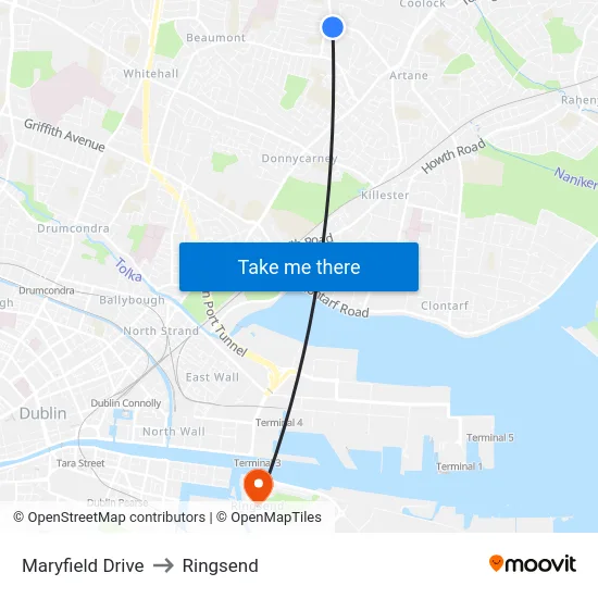 Maryfield Drive to Ringsend map