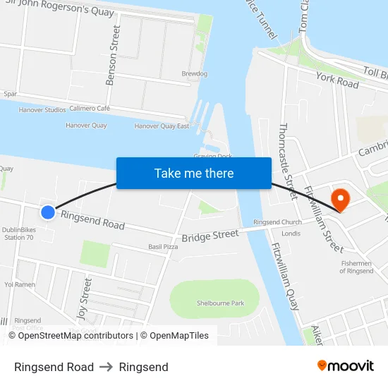 Ringsend Road to Ringsend map