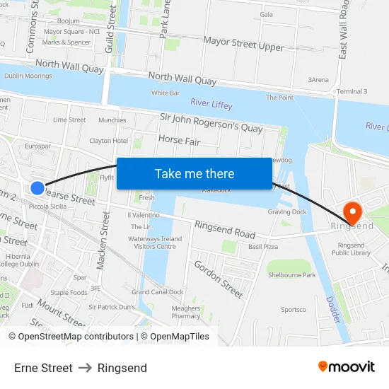 Erne Street to Ringsend map
