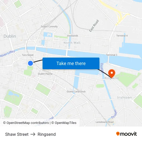 Shaw Street to Ringsend map