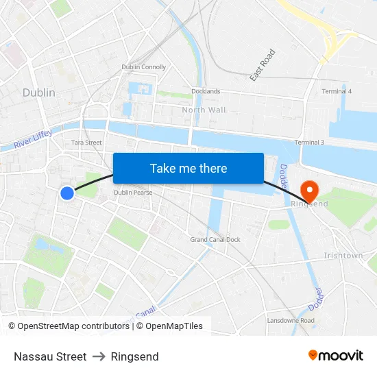 Nassau Street to Ringsend map