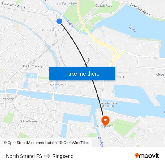 North Strand FS to Ringsend map