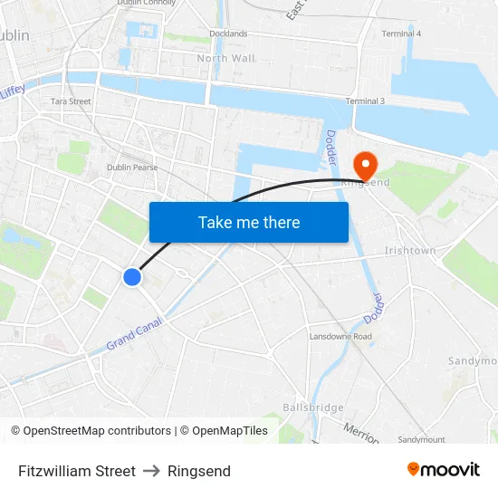Fitzwilliam Street to Ringsend map