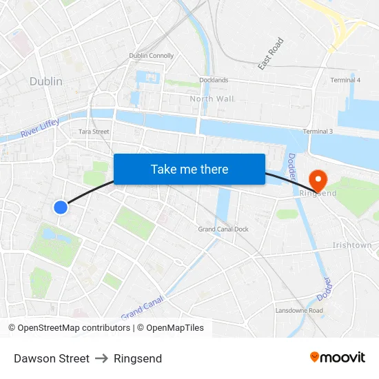 Dawson Street to Ringsend map