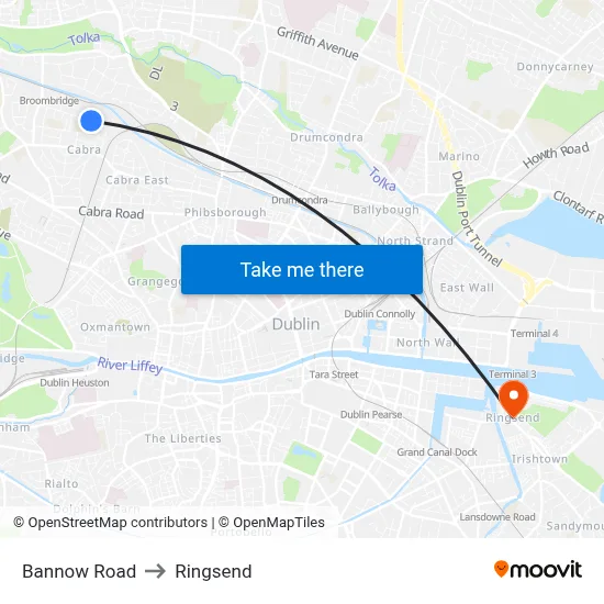 Bannow Road to Ringsend map