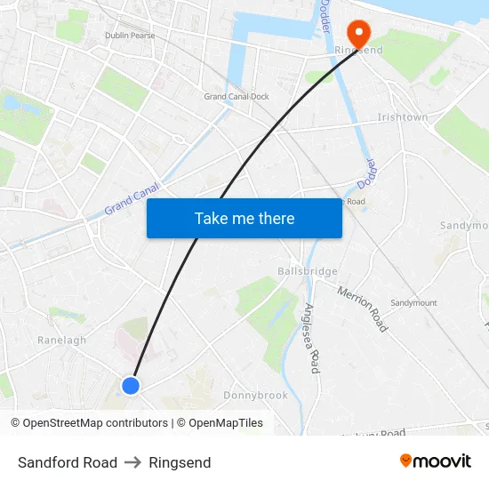 Sandford Road to Ringsend map