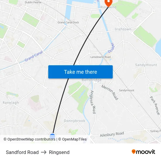 Sandford Road to Ringsend map