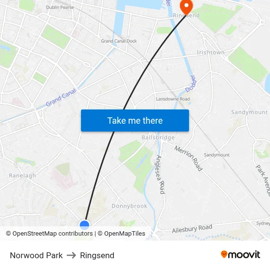 Norwood Park to Ringsend map