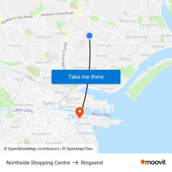 Northside Shopping Centre to Ringsend map