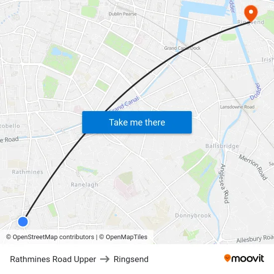 Rathmines Road Upper to Ringsend map