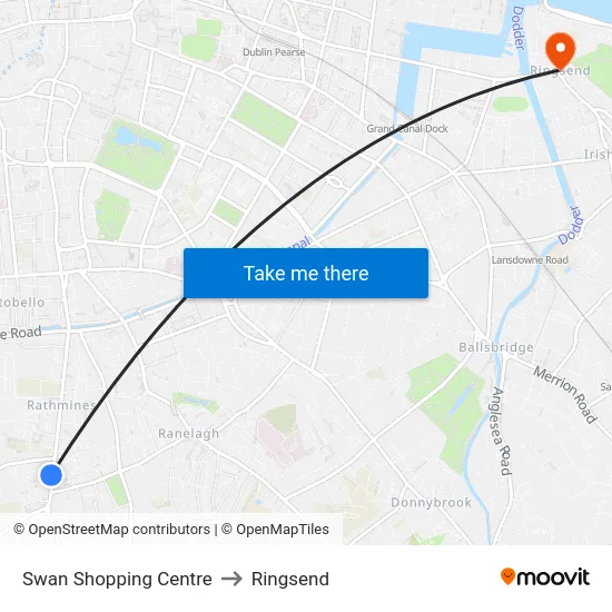 Swan Shopping Centre to Ringsend map