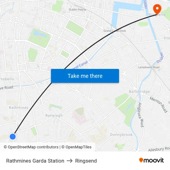Rathmines Garda Station to Ringsend map