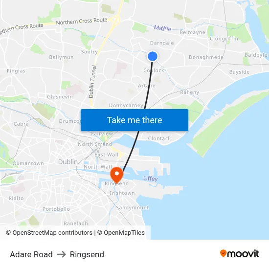 Adare Road to Ringsend map