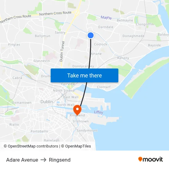 Adare Avenue to Ringsend map