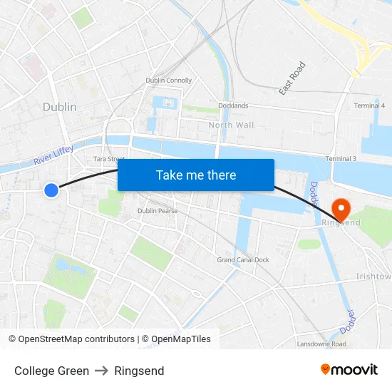 College Green to Ringsend map