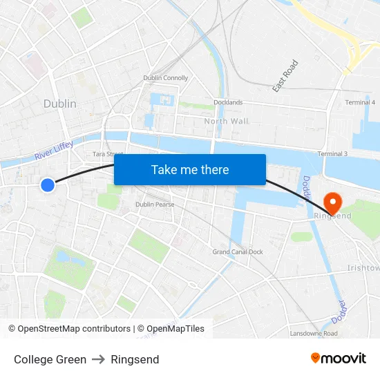 College Green to Ringsend map