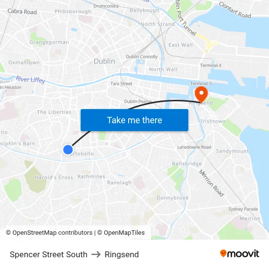 Spencer Street South to Ringsend map
