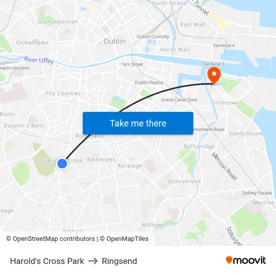Harold's Cross Park to Ringsend map