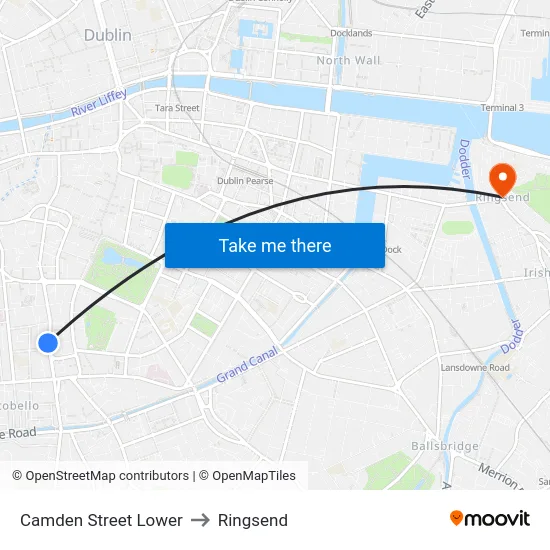 Camden Street Lower to Ringsend map
