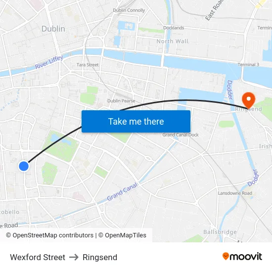 Wexford Street to Ringsend map