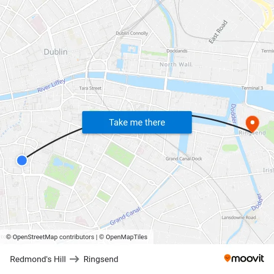 Redmond's Hill to Ringsend map