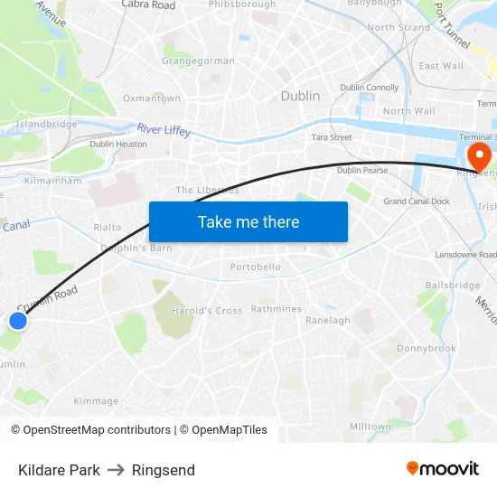 Kildare Park to Ringsend map