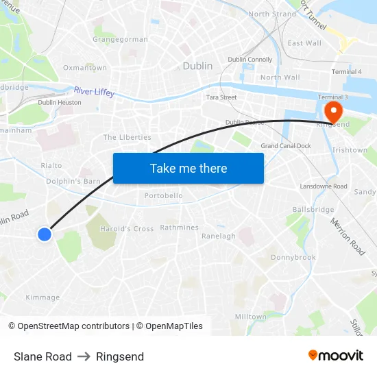 Slane Road to Ringsend map