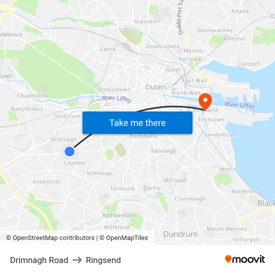 Drimnagh Road to Ringsend map