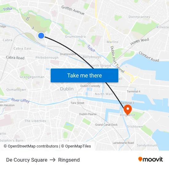 De Courcy Square to Ringsend map