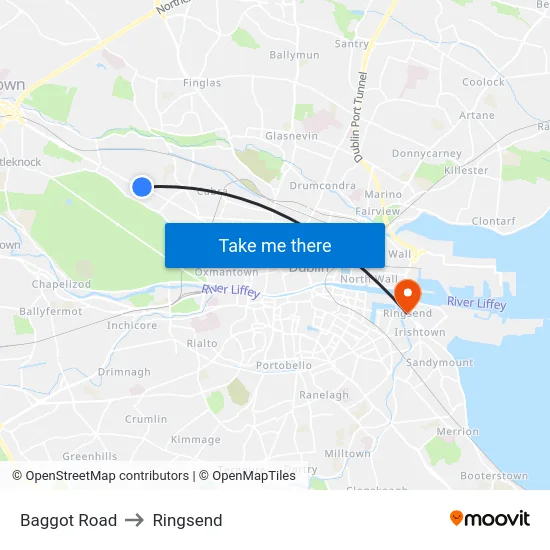 Baggot Road to Ringsend map