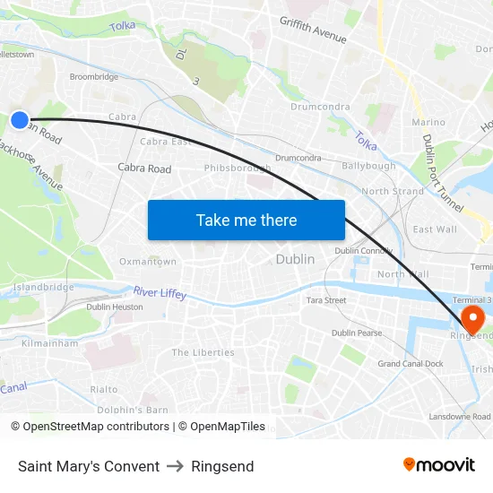 Saint Mary's Convent to Ringsend map
