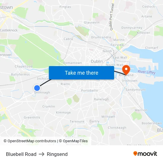 Bluebell Road to Ringsend map
