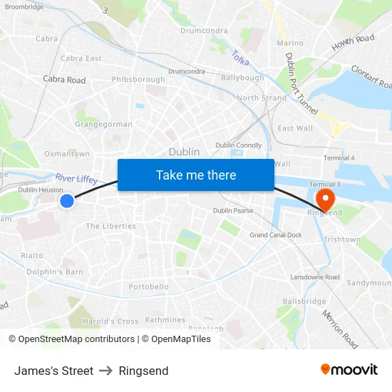 James's Street to Ringsend map