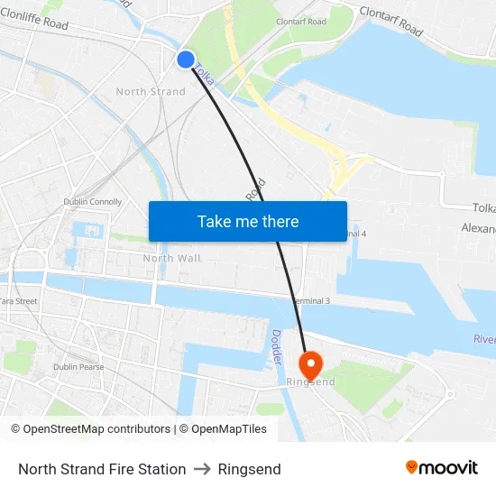 North Strand Fire Station to Ringsend map