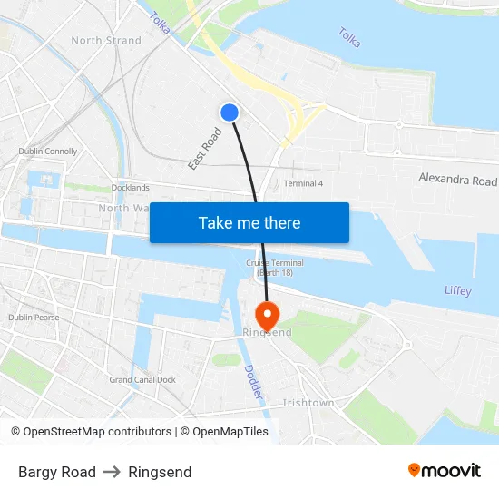 Bargy Road to Ringsend map