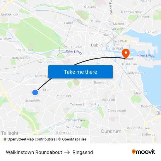 Walkinstown Roundabout to Ringsend map