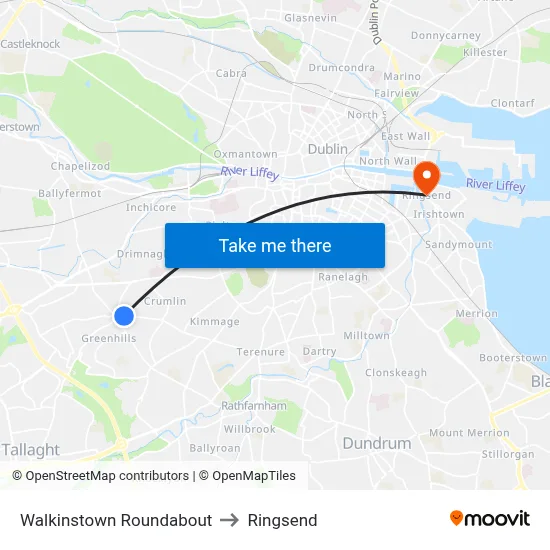 Walkinstown Roundabout to Ringsend map