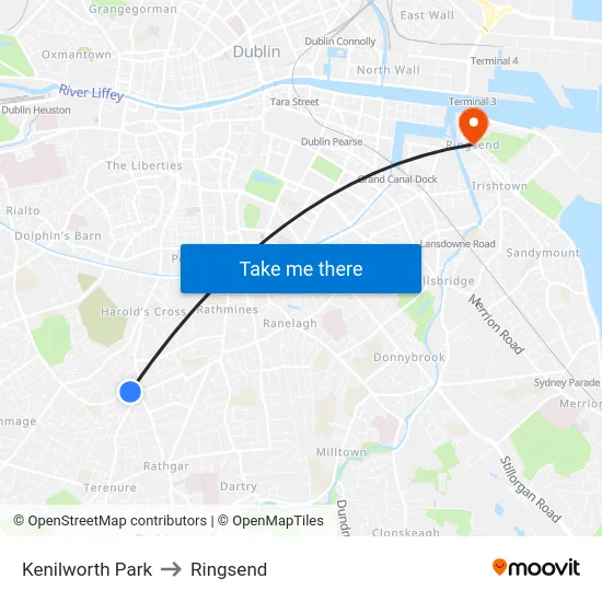 Kenilworth Park to Ringsend map