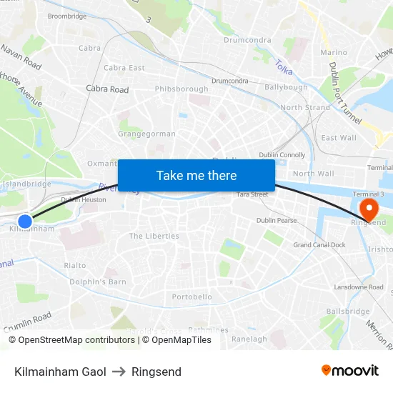 Kilmainham Gaol to Ringsend map