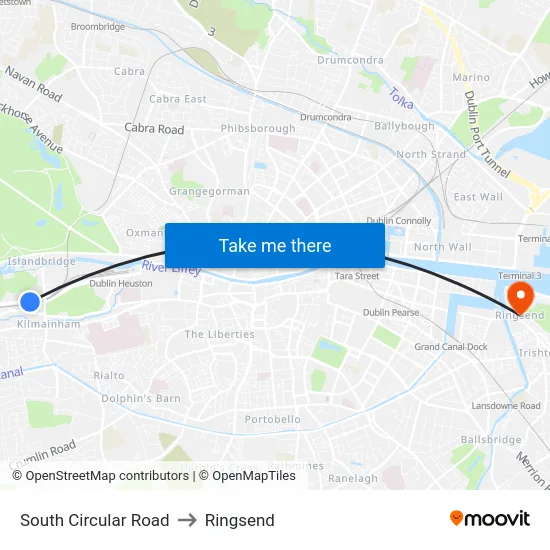 South Circular Road to Ringsend map