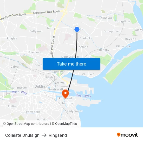Coláiste Dhúlaigh to Ringsend map