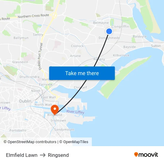 Elmfield Lawn to Ringsend map