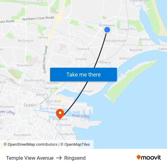 Temple View Avenue to Ringsend map
