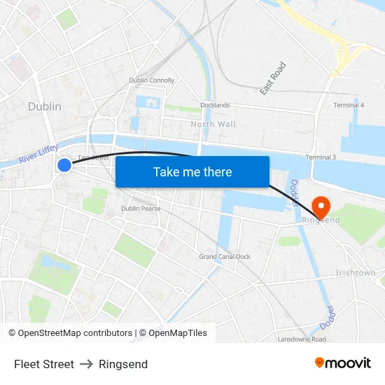 Fleet Street to Ringsend map